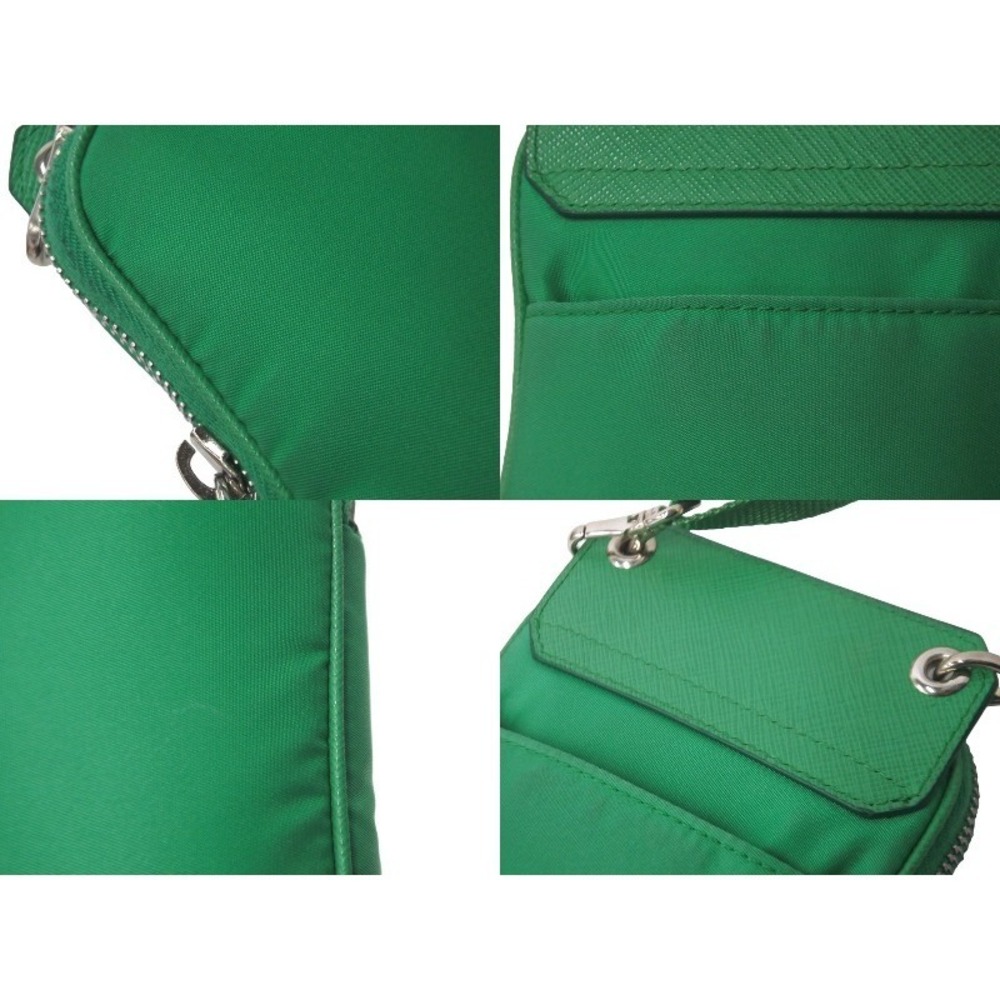 PRADA Shoulder Bag Neck Phone Case Triangle Logo Plate Tessuto Green - Picture 8 of 9